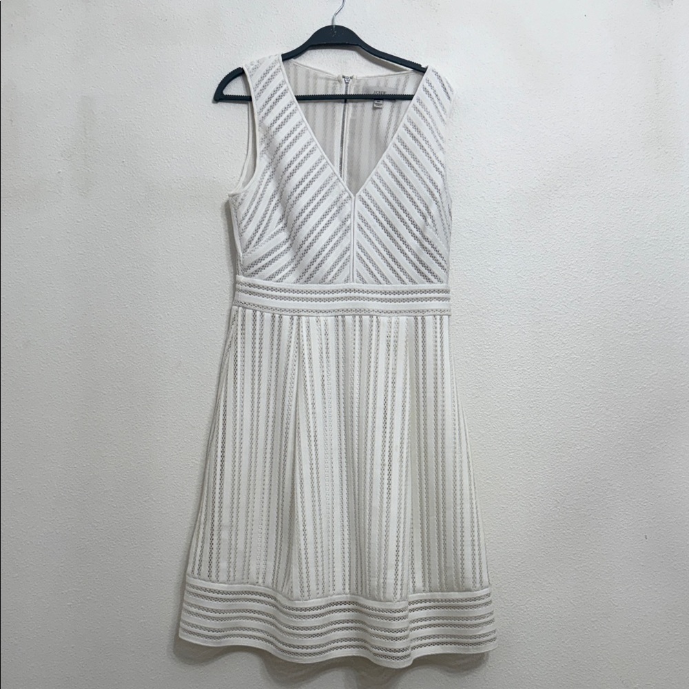 J. Crew White and Gray Striped Mini Dress